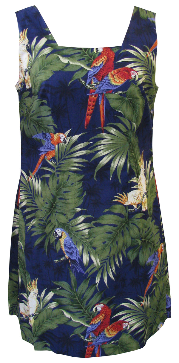 Parrots Monstera Women's A-Line Hawaiian Short Tank Dress